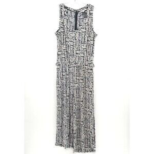 Chico's Sleeveless Jumpsuit Womens 3 XL Black White Abstract Geometric Excellent